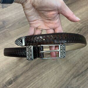 Vintage 90’s Brighton Western Braided Leather Silver Boho Belt Sz M/L